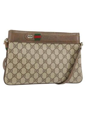 Authentic GUCCI GG Supreme Web Sherry Line Shoulder Bag PVC Beige 904 02 035
